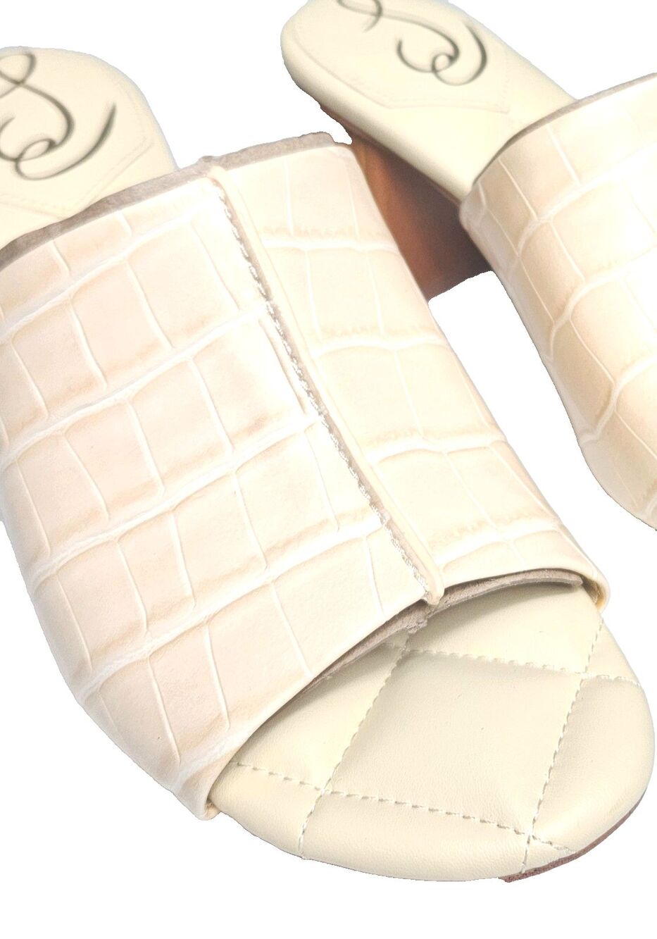 Sam Edelman Sonya Eggshell Sandal Block Heel Croc-Embossed Vegan Leather 8 M NIB - Picture 6 of 10